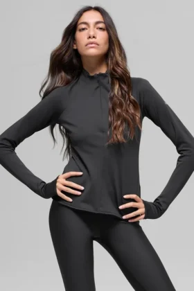 Camisa de manga larga con cremallera de un cuarto «Airlift Winter Warm» - Negro