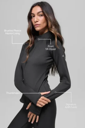 Camisa de manga larga con cremallera de un cuarto «Airlift Winter Warm» – Negro