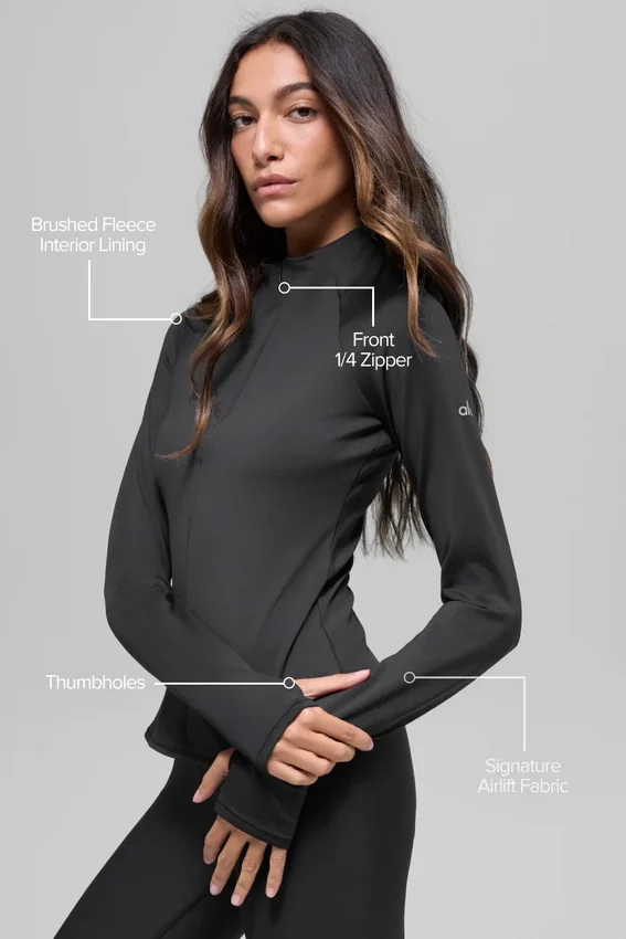 Camisa de manga larga con cremallera de un cuarto «Airlift Winter Warm» - Negro