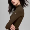 Camisa de manga larga con cuello alto Mesmerize acanalada - Espresso