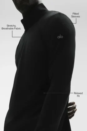 Camisa de manga larga Conquer 1/4 Zip Reform – Negro
