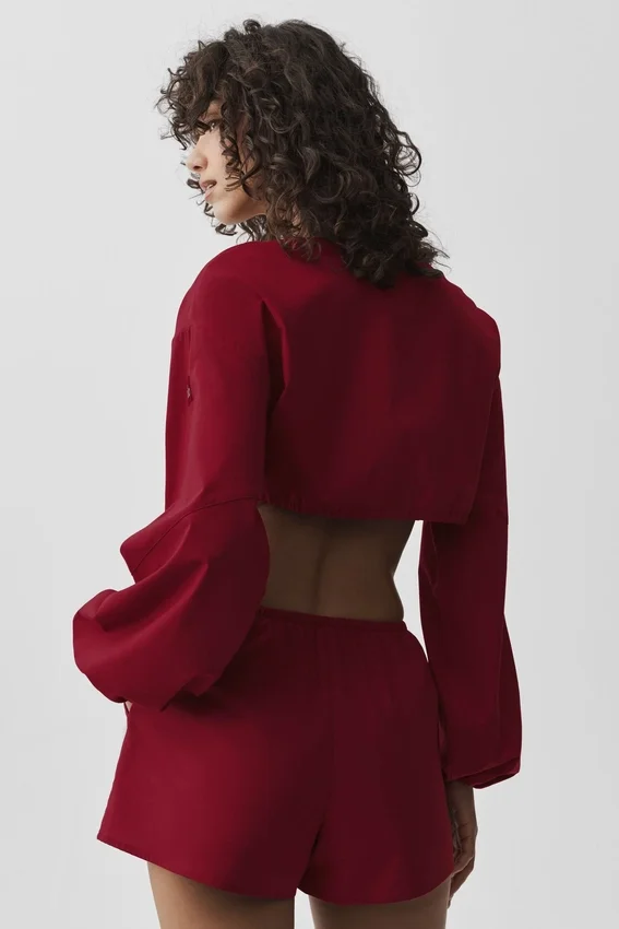 Camisa de manga larga corta de algodón «Real Deal» — Rojo «Summer Romance»
