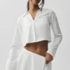 Camisa de manga larga corta sin par - Blanco