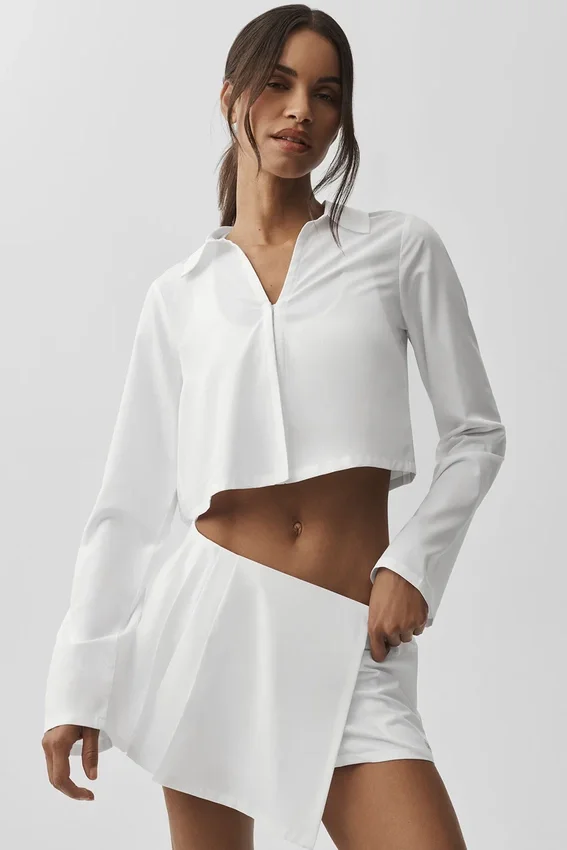 Camisa de manga larga corta sin par - Blanco