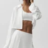 Camisa de manga larga corta sin par - Blanco