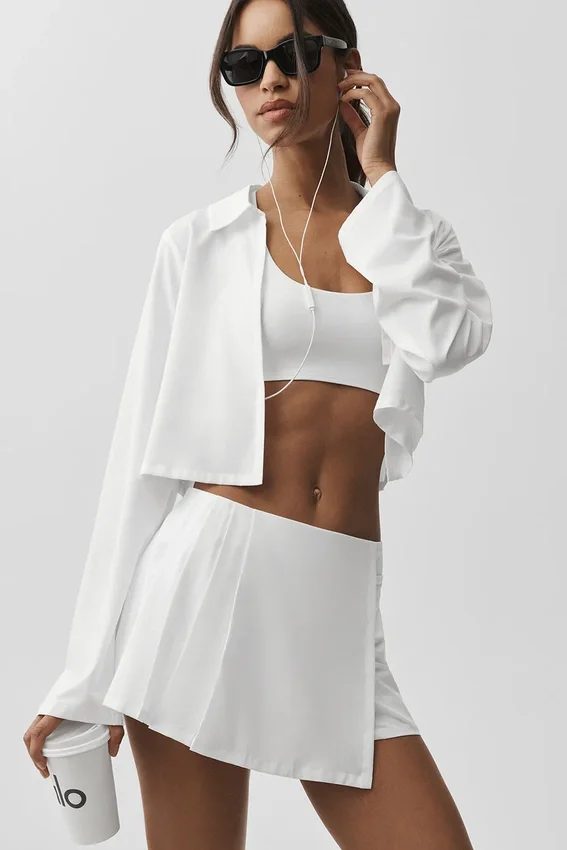Camisa de manga larga corta sin par - Blanco