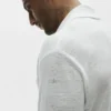 Camisa de manga larga de jersey de lino estilo costero con botones - Blanco