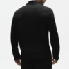 Camisa de manga larga de jersey de lino estilo costero - Negro