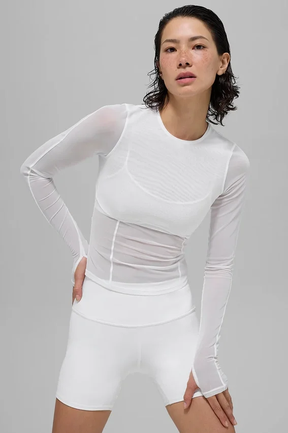 Camisa de manga larga de malla Winter Twilight - Blanco