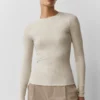 Camisa de manga larga de modal acanalado - Oatmeal Heather