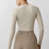 Camisa de manga larga de modal acanalado - Oatmeal Heather