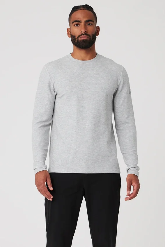 Camisa de manga larga Micro Waffle Fast Break - Gris jaspeado deportivo