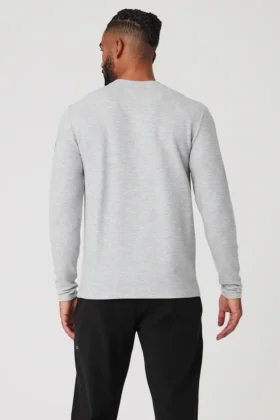 Camisa de manga larga Micro Waffle Fast Break – Gris jaspeado deportivo