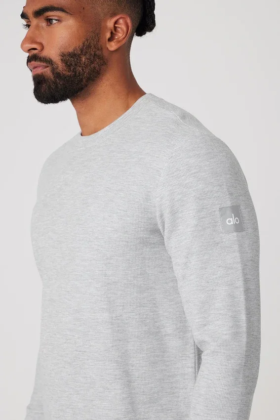 Camisa de manga larga Micro Waffle Fast Break - Gris jaspeado deportivo