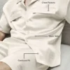 Camisa de satén Horizon de manga corta con botones - Color hueso