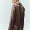 Camisa de seda luminosa con botones - Cacao alpino