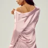 Camisa de seda Luminous con botones - Rosa champán