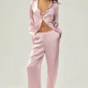 Camisa de seda Luminous con botones - Rosa champán