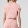 Camisa polo de cachemira con tejido tipo waffle — Cuarzo rosa