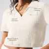 Camisa polo de cachemira con tejido tipo waffle - Marfil