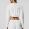 Camiseta corta Breezy con cremallera completa - Blanco