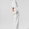 Camiseta corta Breezy con cremallera completa - Blanco