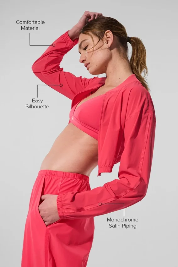 Camiseta corta Breezy con cremallera completa - Rojo caramelo