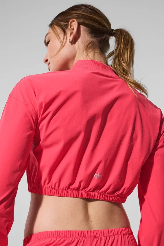Camiseta corta Breezy con cremallera completa - Rojo caramelo