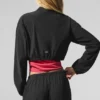 Camiseta corta con cremallera completa «Breezy» - Negro