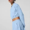 Camiseta corta y fresca con cremallera completa - Azul concha