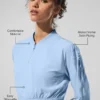 Camiseta corta y fresca con cremallera completa - Azul concha