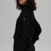 Camiseta de cuello alto de manga larga Waffle Weekend Escape - Negro