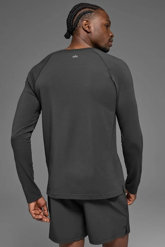 Camiseta de cuello redondo de manga larga Alo Vapor - Antracita