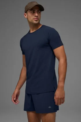 Camiseta de cuello redondo y manga corta Alo Vapor - Azul marino