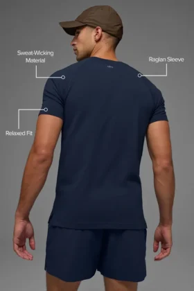Camiseta de cuello redondo y manga corta Alo Vapor – Azul marino