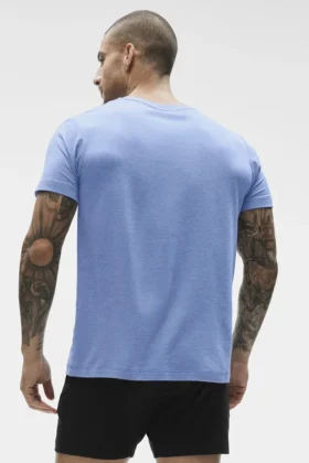 Camiseta de cuello redondo y manga corta Conquer Reform – Azul Provenza jaspeado