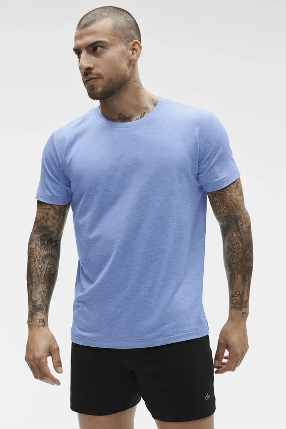 Camiseta de cuello redondo y manga corta Conquer Reform - Azul Provenza jaspeado