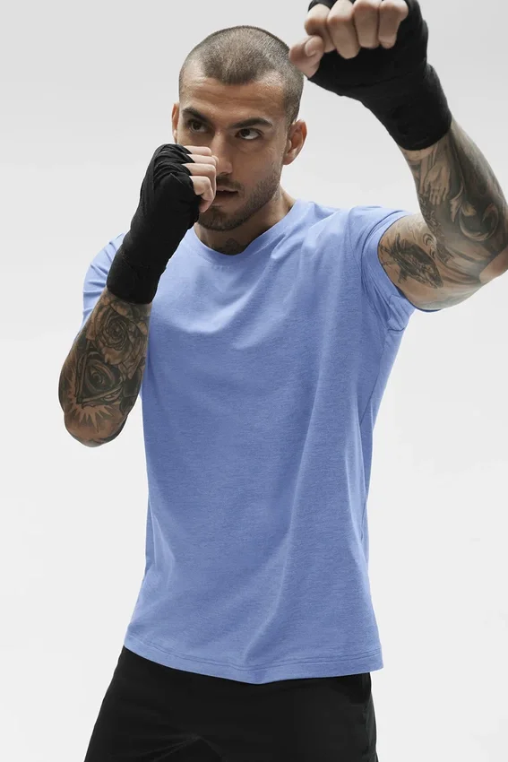 Camiseta de cuello redondo y manga corta Conquer Reform - Azul Provenza jaspeado