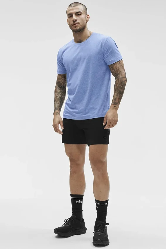 Camiseta de cuello redondo y manga corta Conquer Reform - Azul Provenza jaspeado