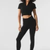 Camiseta de invierno sin costuras, cálida y suave — Negro