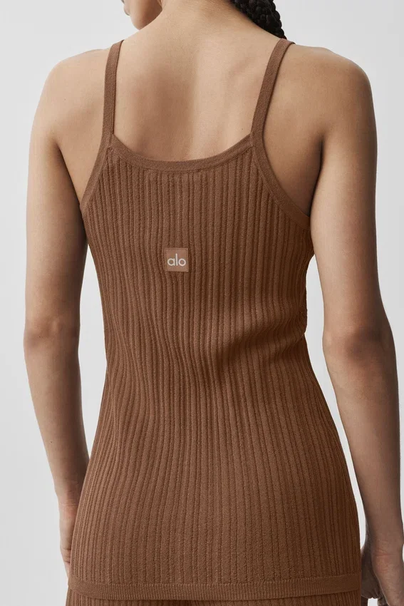 Camiseta de jerséu con botones Sunlit - Marrón bronceado