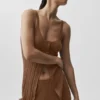 Camiseta de jerséu con botones Sunlit - Marrón bronceado