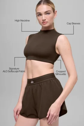 Camiseta de manga corta Alo Softsculpt Capped out – Espresso