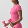 Camiseta de manga corta Alo Softsculpt Precision - Rosa Paraíso