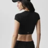 Camiseta de manga corta Alosoft Crop Finesse - Negro