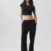 Camiseta de manga corta Alosoft Crop Finesse - Negro