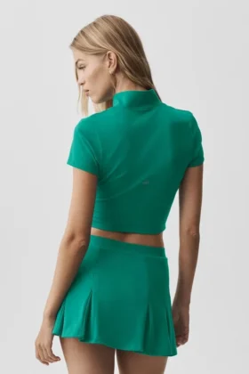 Camiseta de manga corta con cremallera completa Alo Softsculpt – Emerald Isle