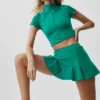 Camiseta de manga corta con cremallera completa Alo Softsculpt - Emerald Isle
