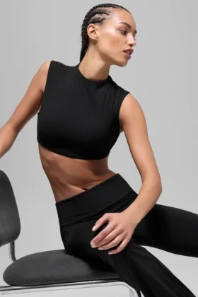 Camiseta de manga corta con cuello redondo Alo Softsculpt - Negro
