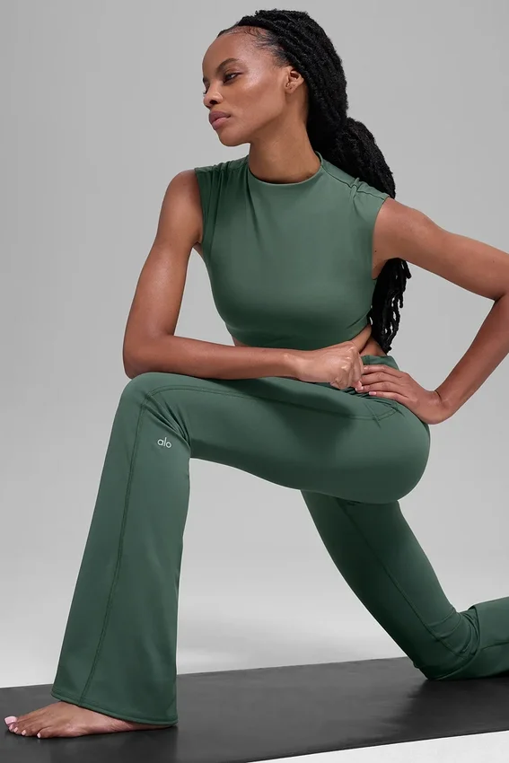 Leggings acampanados con cintura doblable Alo Softsculpt - Verde trébol